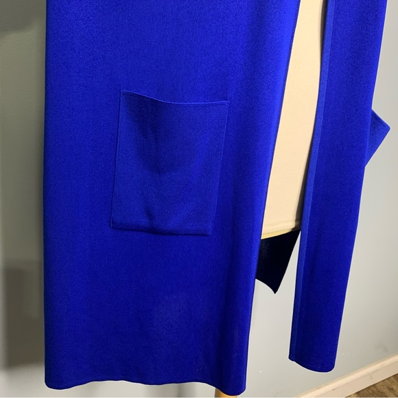 Exclusively Misook Petite Cobalt Blue Stretch Knit Open Front Sweater Vest 2XLP - Picture 5 of 7